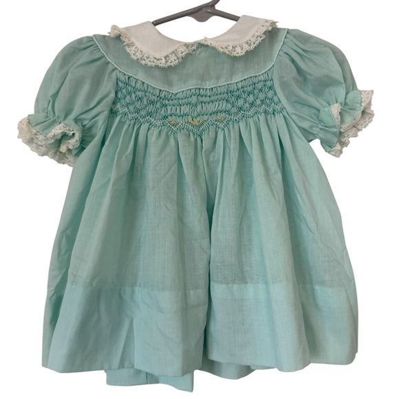 Vintage Polly Flinders Hand Smocked Size 12 Months Dress - Picture 1 of 7